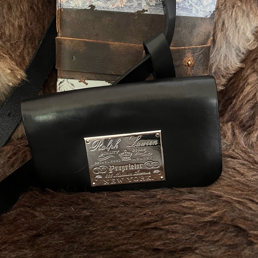 Ralph Lauren Proprietor Black Leather Belt Bag RARE!